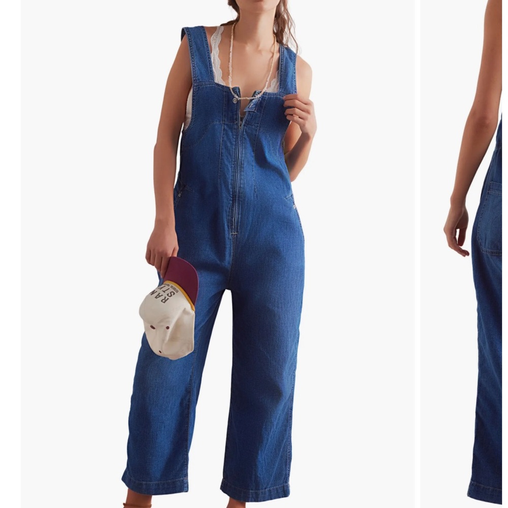 Free people We The Free Jude Denim Jumpsuit, LARGE